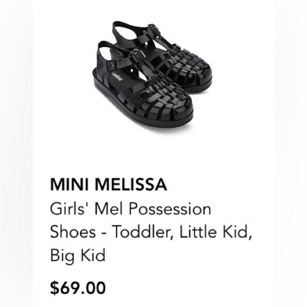 Mini Melissa Black Mel Possession Sandals size 10